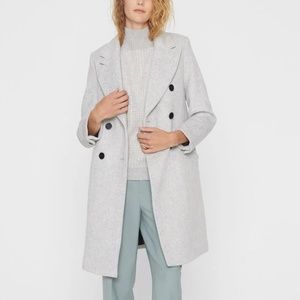 Signature Double-Breasted Coat - Brand New - NEVER WORN - Light Heather Grey